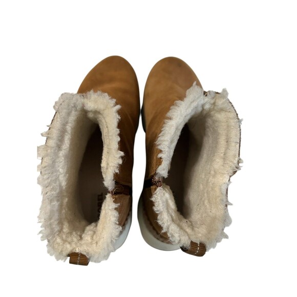 Sorel Kinetic Camel Brown Suede Waterproof Ankle Sherpa Boots Women’s size 8 - Picture 5 of 11